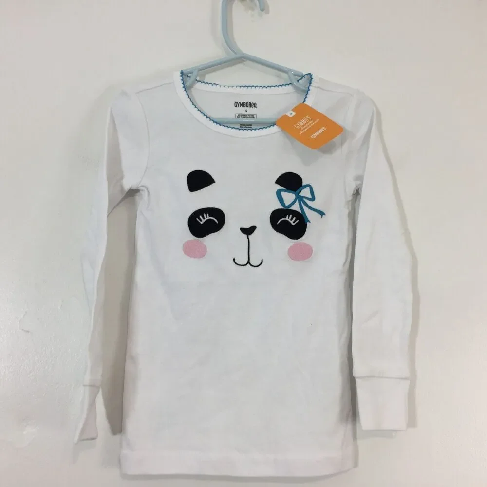 (M5) Y2K Gymboree Girls Pajamas Size 4 Panda Bear Bow Gymmies PJs 2PC NWT - Picture 3 of 4